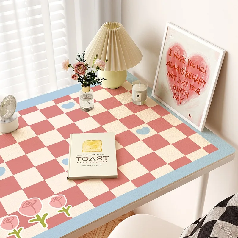 Retro Checkerboard IG Decorate Dining Table Mats Anti-fouling PVC Oil-proof Waterproof Soft Cushion Insulation TV Cabinet Mat