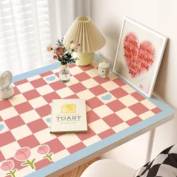 Retro Checkerboard IG Decorate Dining Table Mats Anti-fouling PVC Oil-proof Waterproof Soft Cushion Insulation TV Cabinet Mat