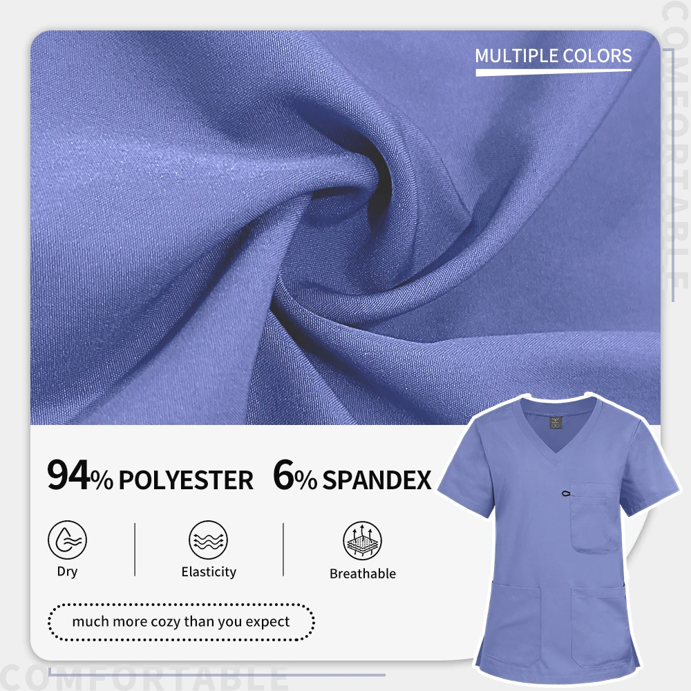 Scrub Sets Uniform Women Nursing Articles V-Neck Joggers Scrubs Set Doctor Nurse Hospital Accessories Surgical Gown Dental Scrub view 3