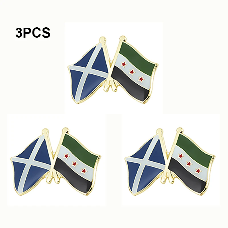 3pcs a lot SCOTLAND & Syria Friendship Flag Metal Lapel Pin Flag Pin Badge