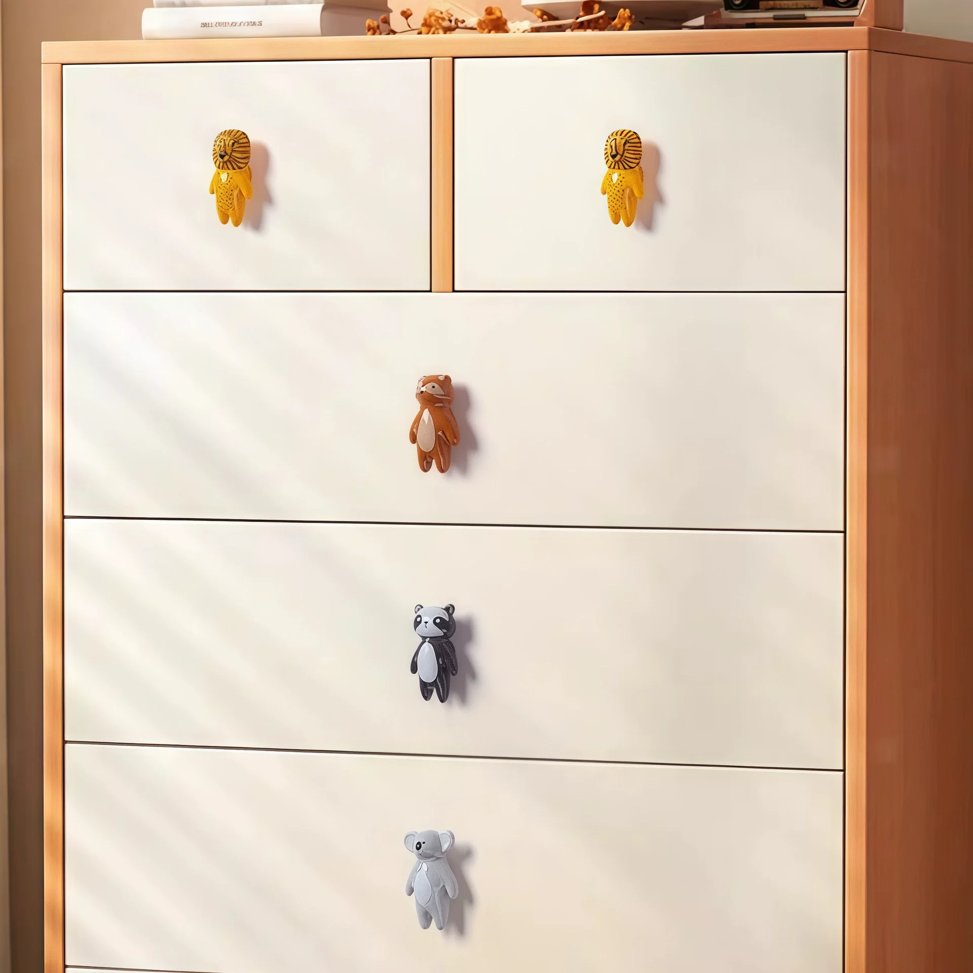 Cute Cartoon Furniture Handles Animal Drawer Knob Ceramic Drawer Knobs Handles for Cabinets and Drawer Lion Panda Fox Handle