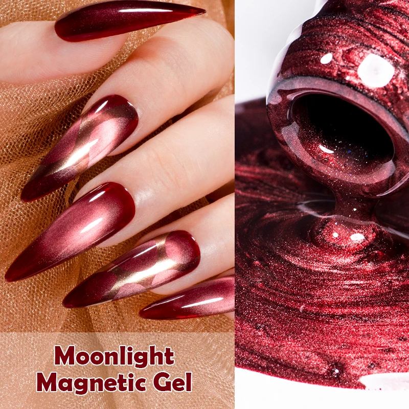 MEET ACROSS 7ml Red Glitter Magnetic Nail Gel Polish Sparkly Moonlight Semi Permanent UV LED Gel For Nails Manicure DIY Design