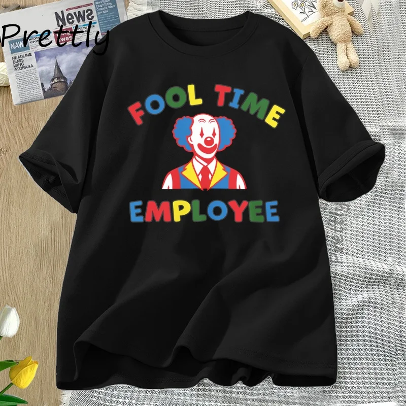 2026 Vintage Colorful Clown Graphic T Shirt Retro Cartoon Letter Print Oversized Unisex Casual Short Sleeve Tops