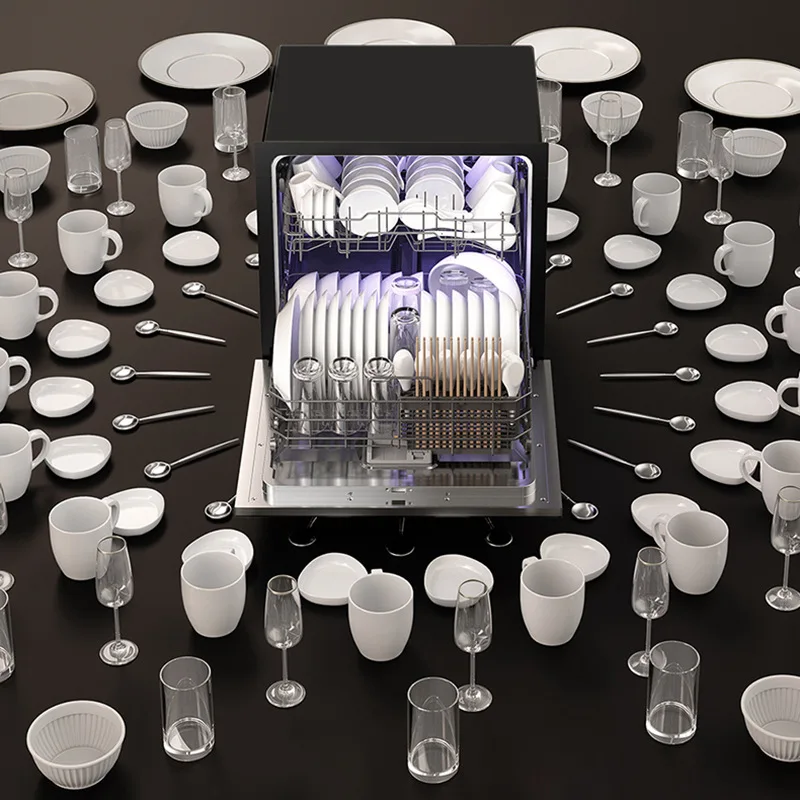 Kitchen Built in Dishwasher Machine Auto 12 Sets 220V 110V USA EU Black White Color Drawer Smart Dish Washer for Home Stock