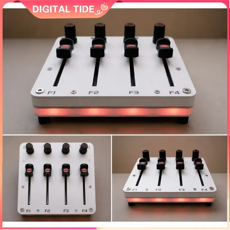 4 Knob 4 Fader MIDI Controller 45mm Custom CC Computer Music Host Software Fader Control Device