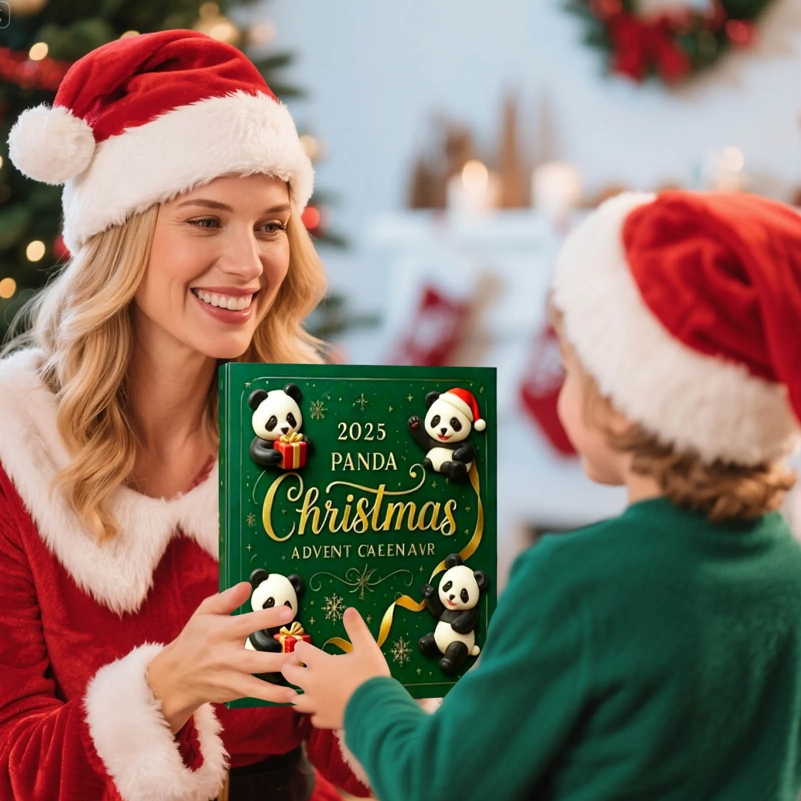 Remind O Timer Calendrier de l'Avent de Noël Panda mignon contient 24 pendentifs en acrylique adaptés à divers prêts de temps pour tout-petits