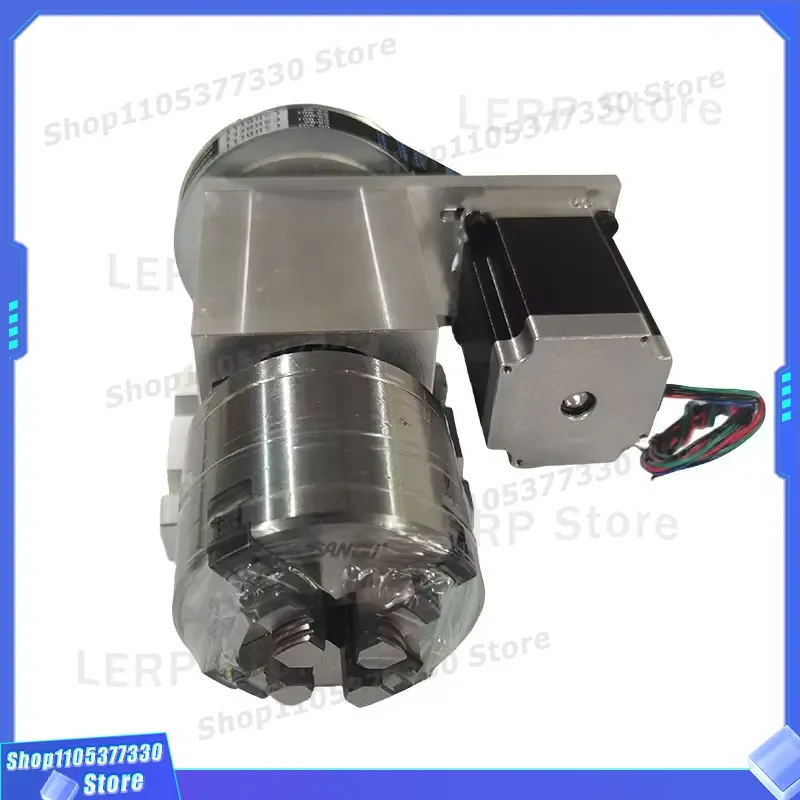 CNC 4 Jaw Chuck Rotary Axis with Tailstock 6 1 Ratio Stepper Motor Fourth Axis Rotating Shaft for Milling Machine