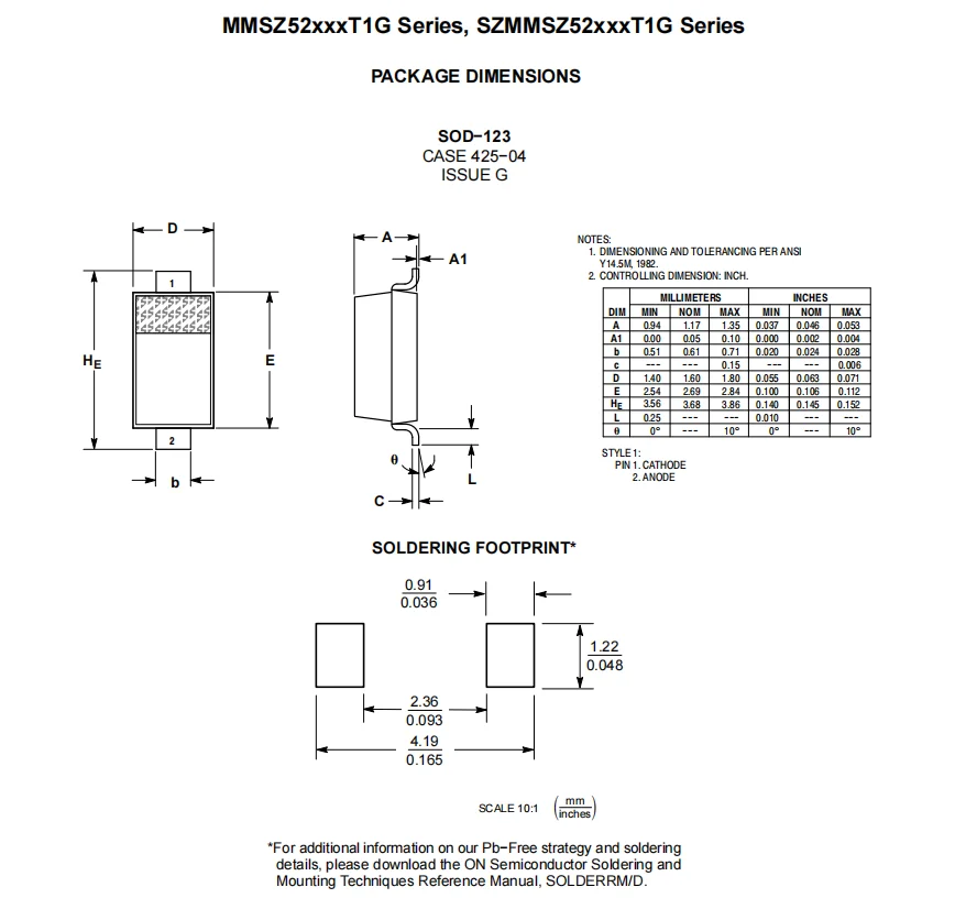 50PCS MMSZ5240 MMSZ5241 MMSZ5242 MMSZ5243 MMSZ5245 MMSZ5246 MMSZ5248 MMSZ5250 Zener Voltage Regulators 500 mW SOD−123