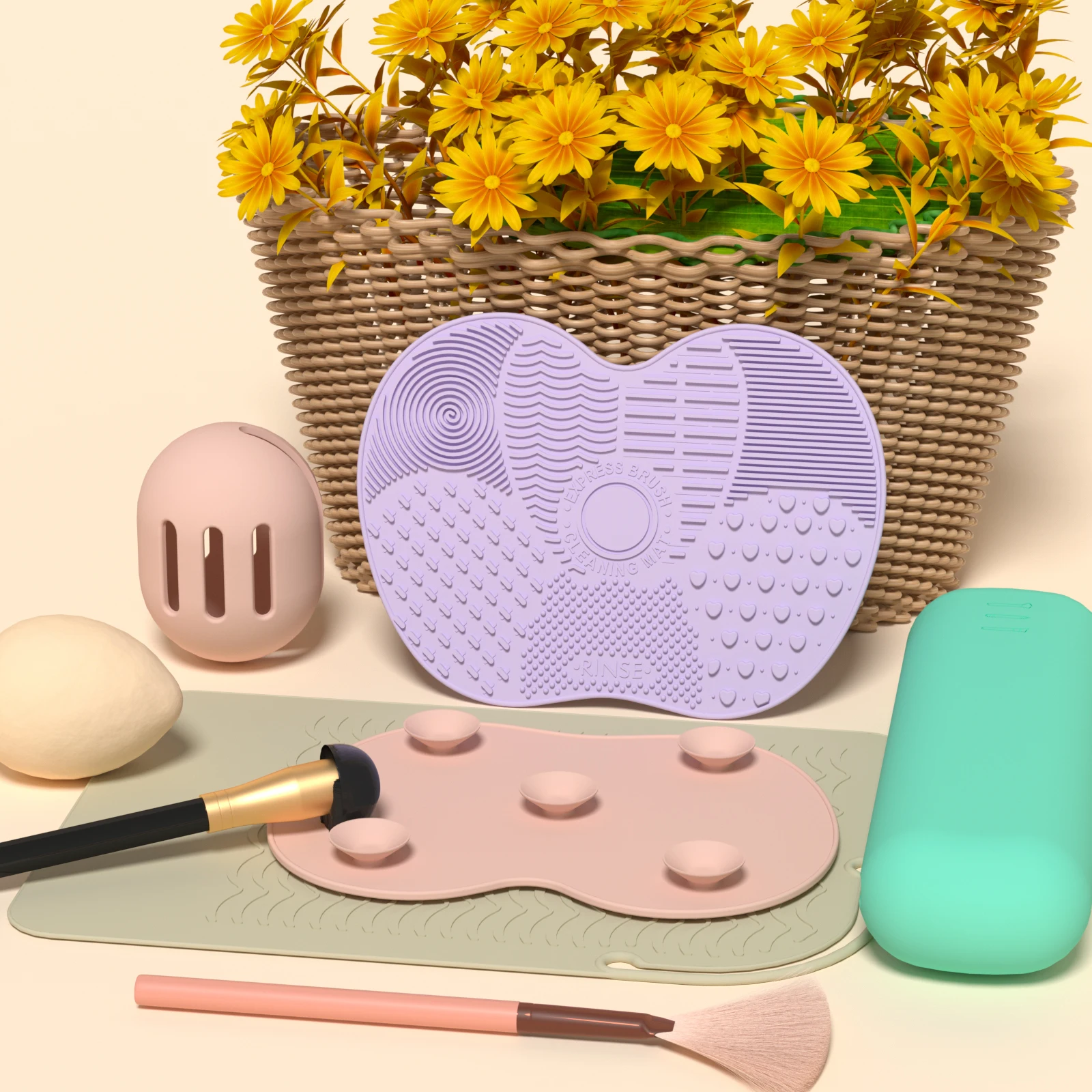 Apple-shaped silicone brush pads and suction cups are safe, beauty tools are gentle, makeup brushes are clean, and can be reused