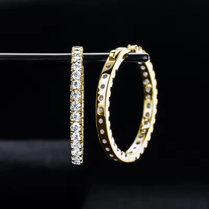 Rrjzz 5A Zircon Huggie Hoop Earrings 14K Gold Plated CZ Lab Created Diamond Earrings for Women Hypoallergenic Jewelry Gift