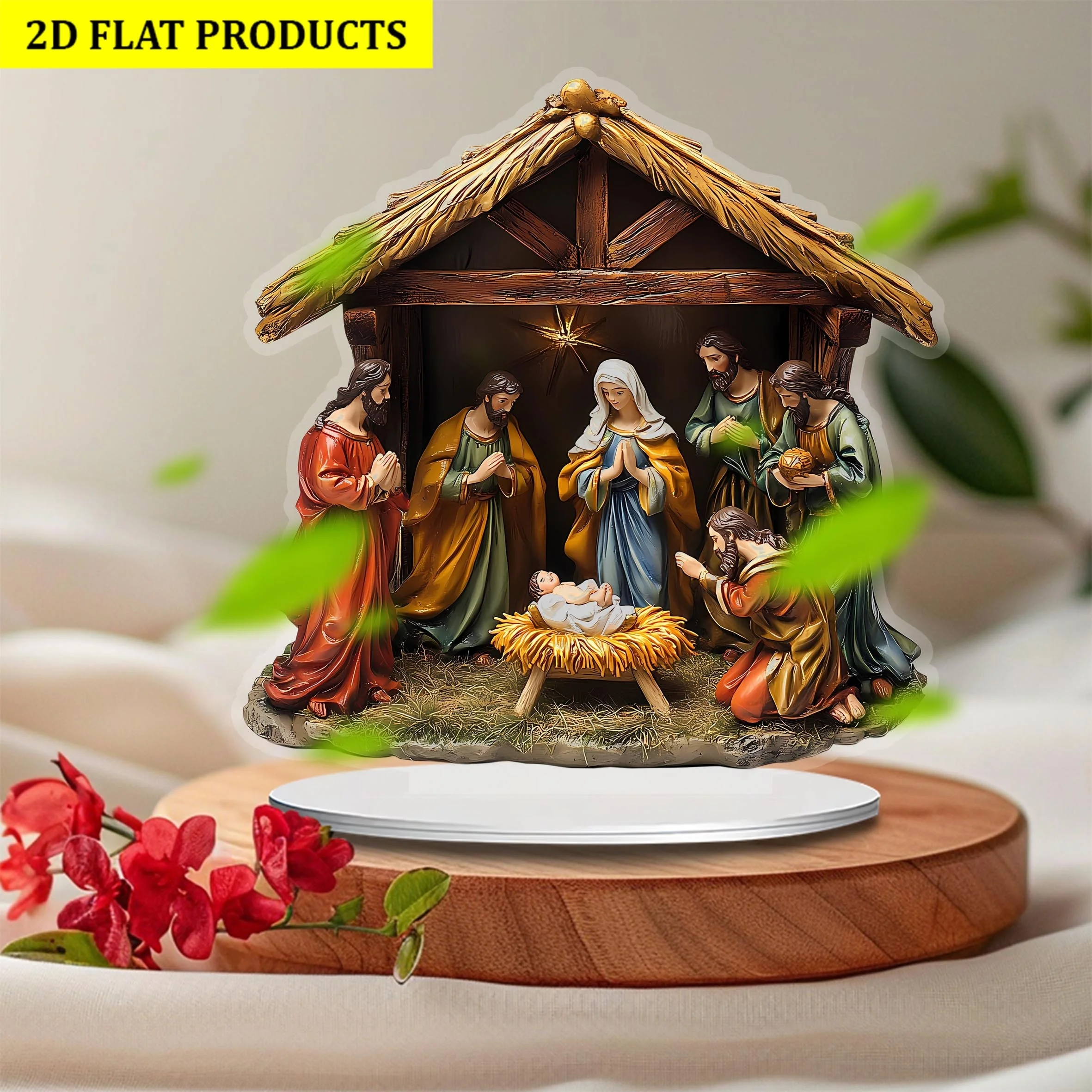 Elegant 2D Acrylic Nativity Scene Versatile Christmas Decor Home Office Bedroom Desktop Holiday Decor Multi functional Gift