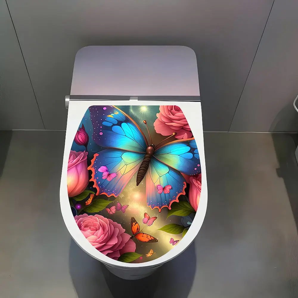 Bathroom Toilet Seat Sticker Butterfly Art Decor PVC Waterproof Removable Wall Decal Self Adhesive Modern Home Accessories
