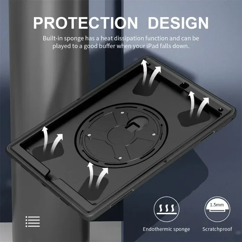 Hand Strap Tablet Case For Apple iPad Pro 12.9 inch 2015 2017 2018 2020 2021 2022 Heavy Duty Shockproof Protection Tablet Cover