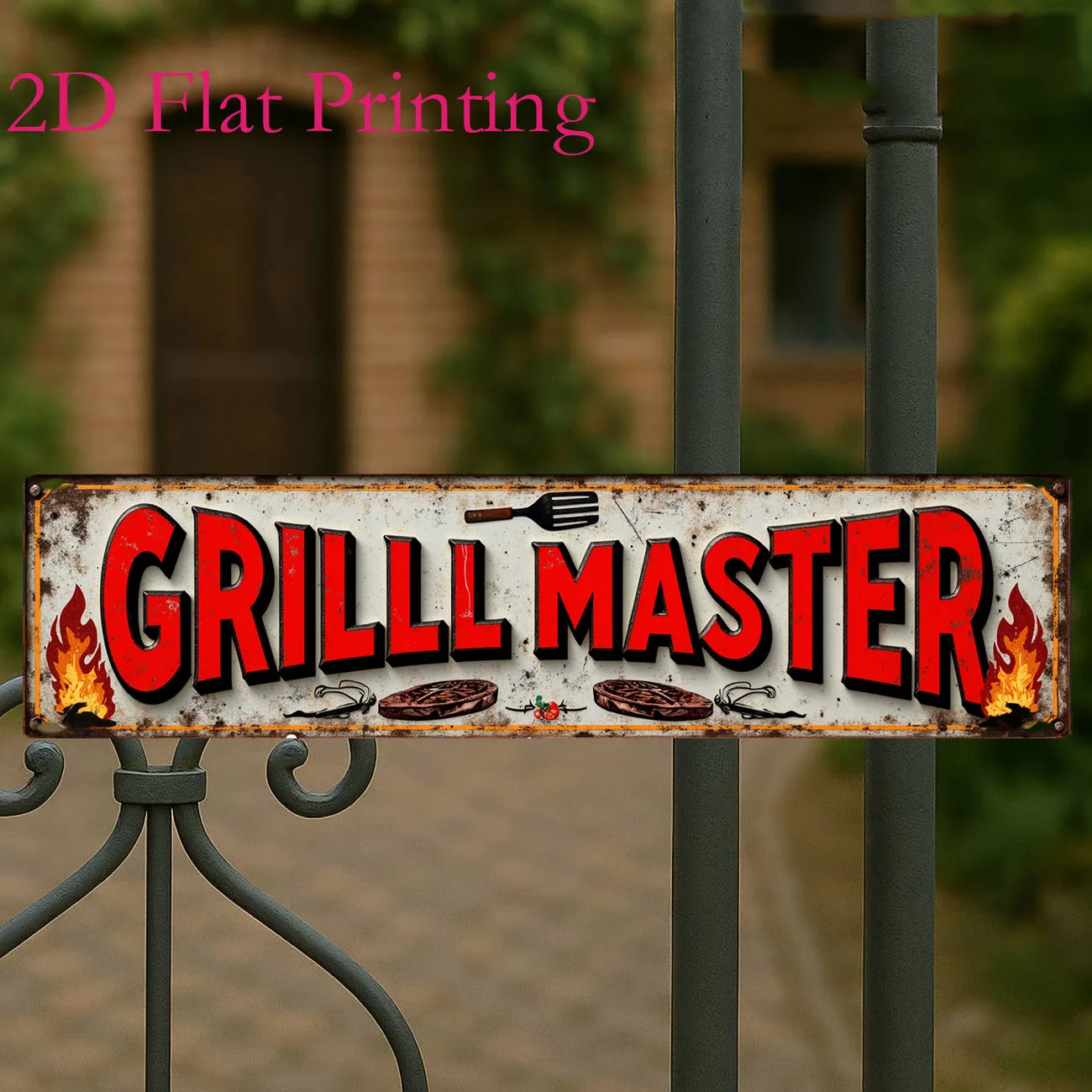 Plaque Métallique Vintage 2D en Aluminium avec Citation Amusante pour Maître Barbecue, 4x16 Pouces, Décoration Murale pour Extérieur, Patio, Jardin, Fête, Cadeau
