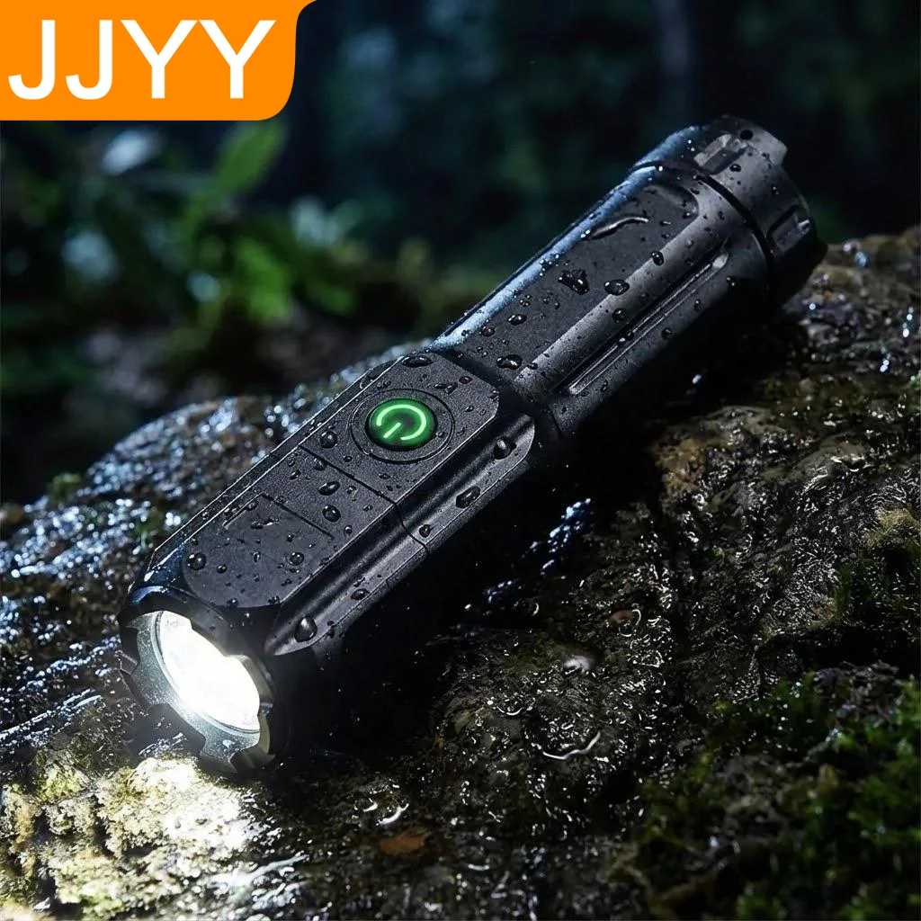 Super Bright Waterproof ABS LED Flashlight Outdoor Portable USB Rechargeable Multi-function Torch