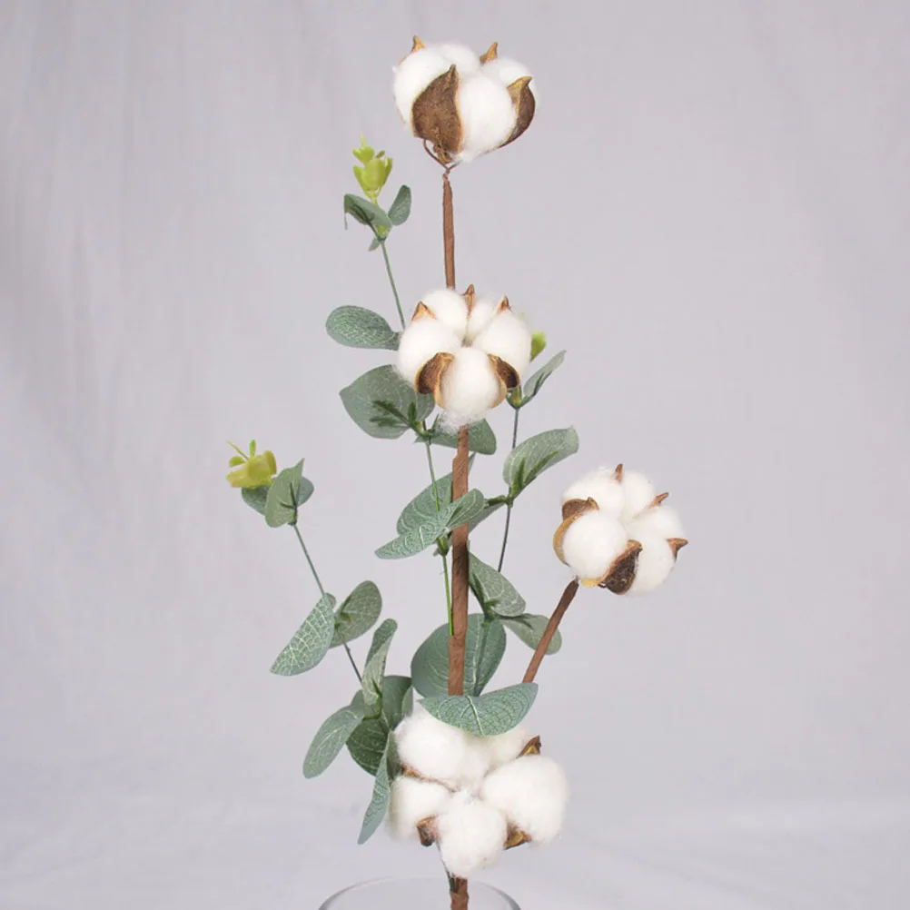 

Artificial Cotton Branch Faux Eucalyptus Leaves Wedding Party Decor Simulation Flower Bouquet Home Room Decoration Photography