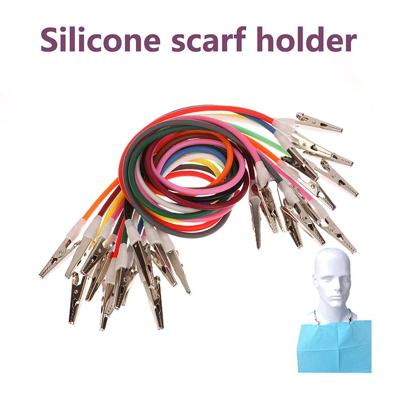 【1PC Dental Autoclavable Bib Clips Chain Napkin Holder Baby Silicone Patient Clips Scarf Dentist Tools】