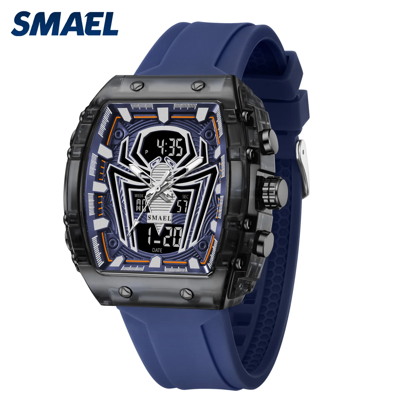 SMAEL 8116 50M Waterproof Dual Display LED Night Light Leisure Student Electronic Watch New Men's Watch Multifunctional Sports