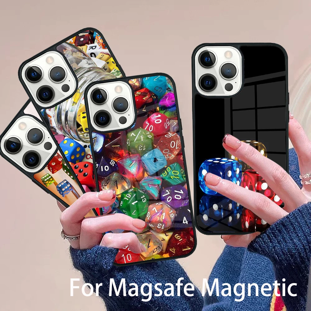 

Lucky Dice Phone Case Magesafe Magnetic Wireless Charge Cover For IPhone 16 11 12 13 14 15 Pro Max Plus Mini