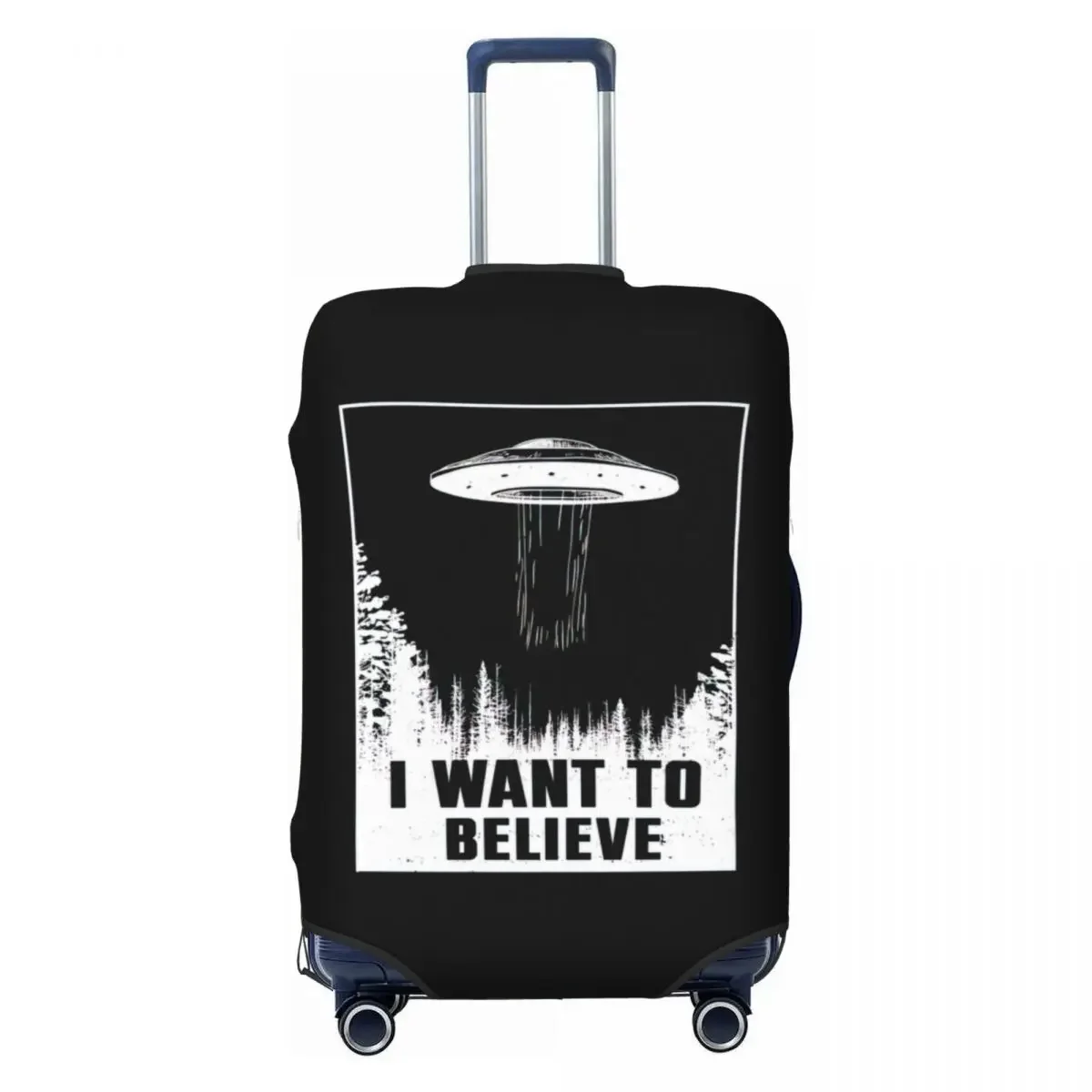 I Want To Believe UFO Alien Vintage Print Luggage Protective Dust Covers Elastic Waterproof 18-32inch Suitcase Cover