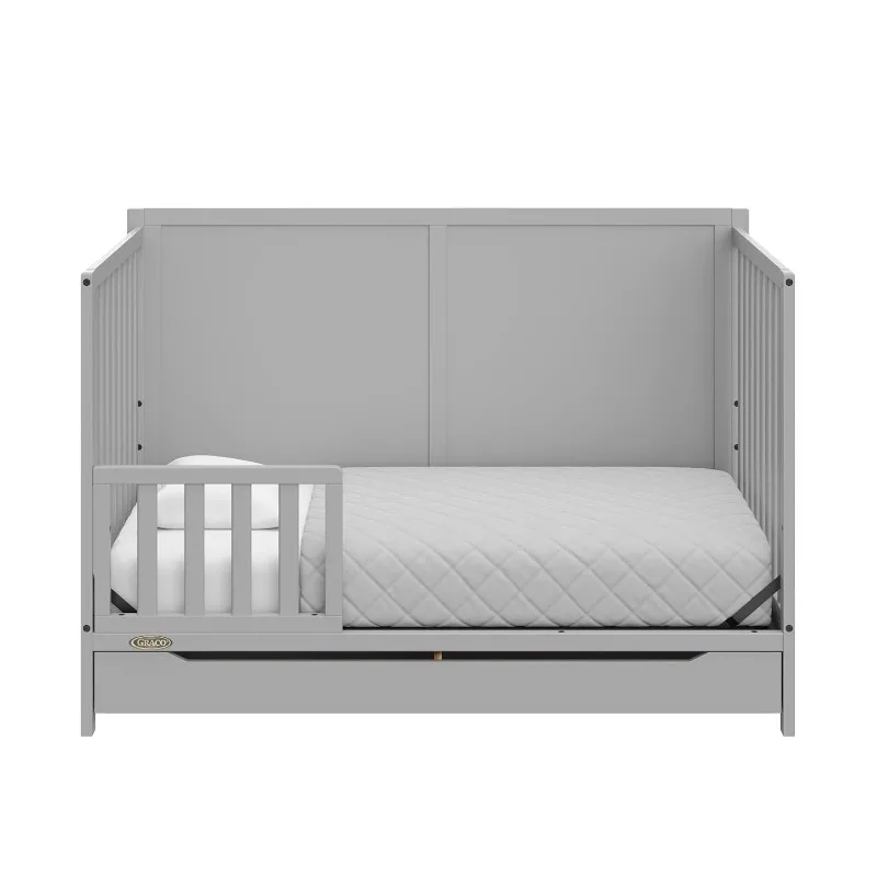 5-in-1 Convertible Crib with Drawer (Pebble Gray)