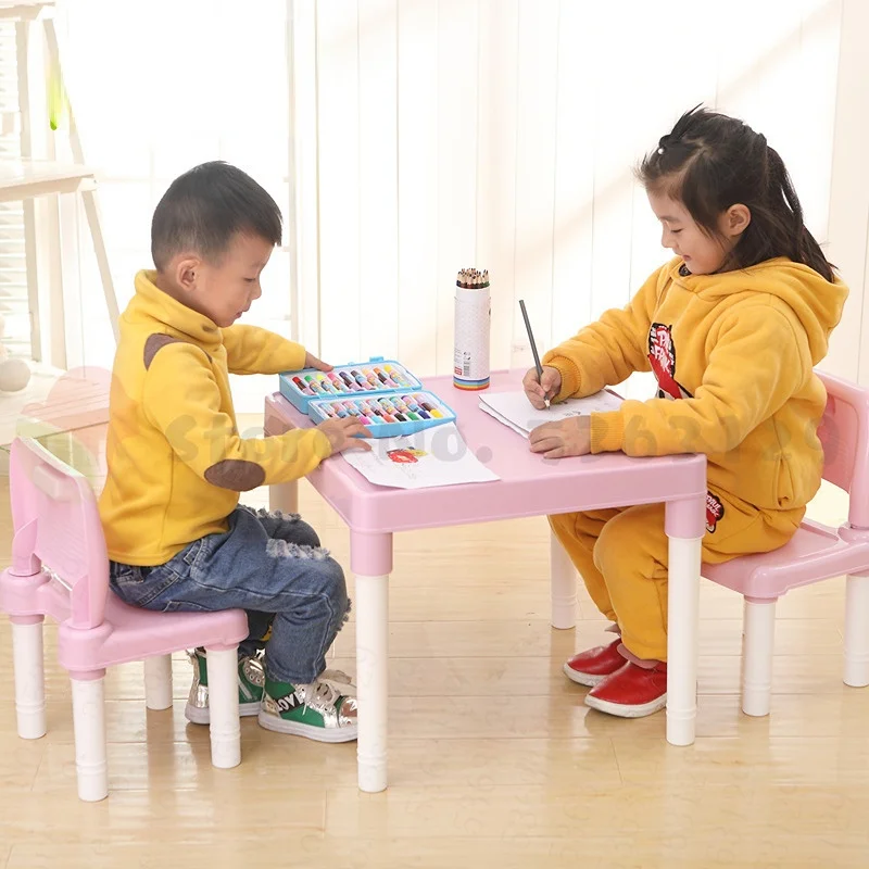 Childrens Kids Plastic Table Chair Set Learning Studying Desk for Home Learning Desk Writing Homework Chair Combination