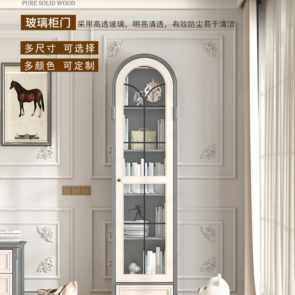 Solid Wood American Small Apartment Retro Affordable Luxury High Grade Gray Single Door Double Door Arch