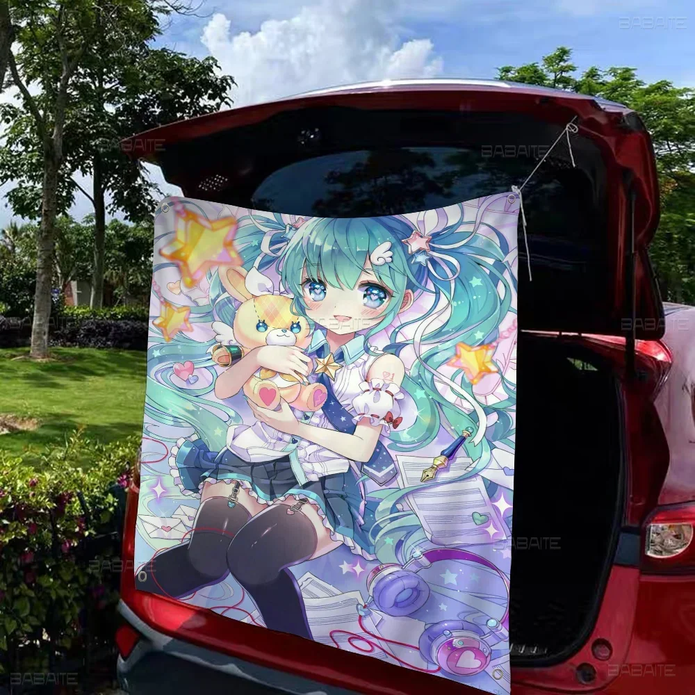 أنيمي H-Hatsunes-M-Miku الفتيات الكرتون العلم الجدار الشنق راية الديكور ديكور المنزل المنزلي