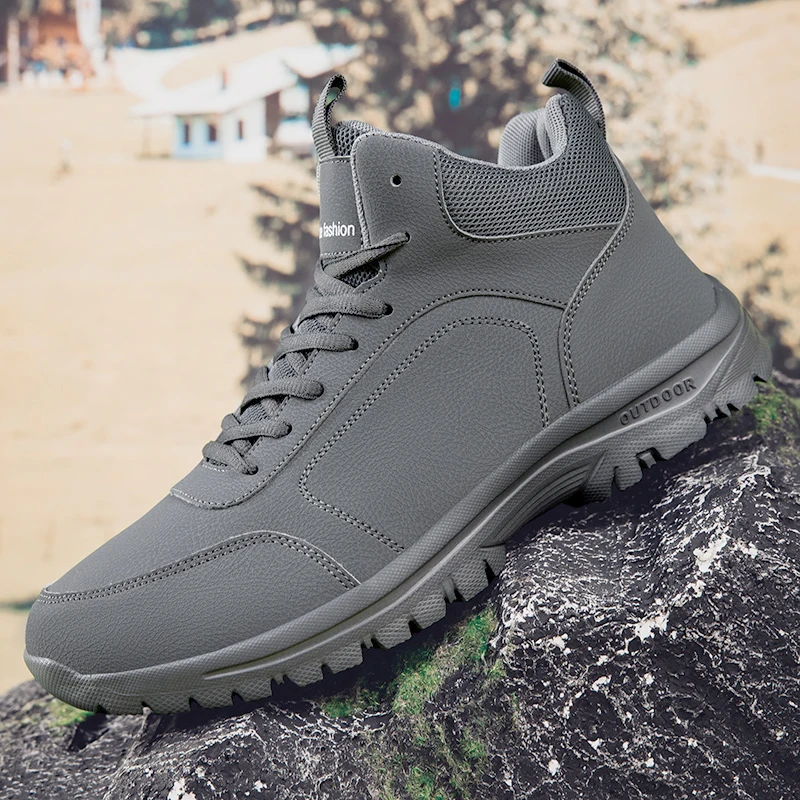 

Уличная обувь с высоким берцем, противоскользящая спортивная обувь, мужская удобная мягкая дышащая износостойкая повседневная походная обувь на шнуровке