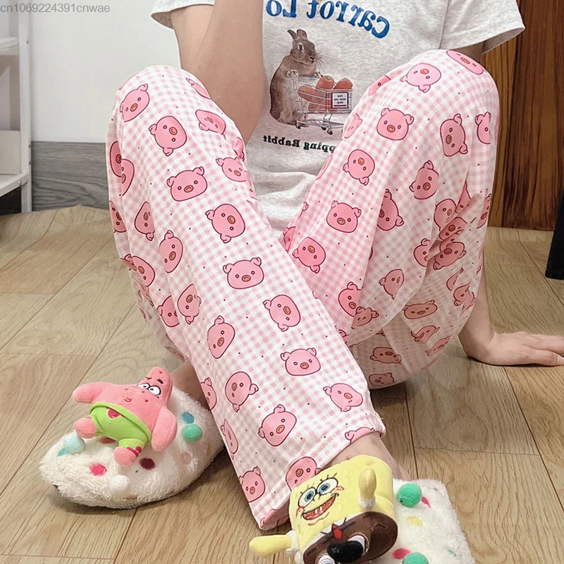 Kawaii Anime Pig Pajamas Pj Pants Y2k Cute Cartoon Casual Pink Sleepwear Women Home Pyjama Pants Female Trouser Y 2k Fashion