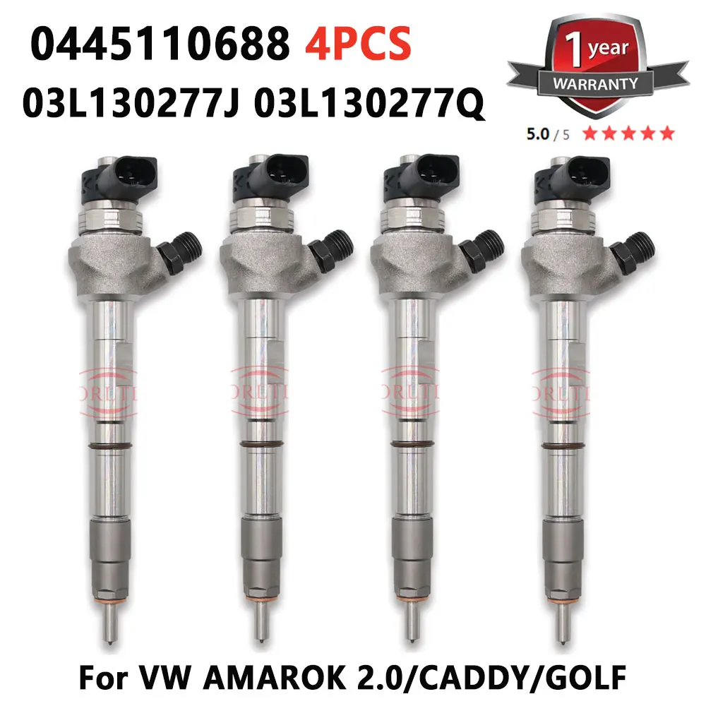 

4PCS Common Rail Diesel Fuel Injector 0445110688 Auto Nozzle 03L130277J 03L130277Q For VW AMAROK 2.0/CADDY/GOLF