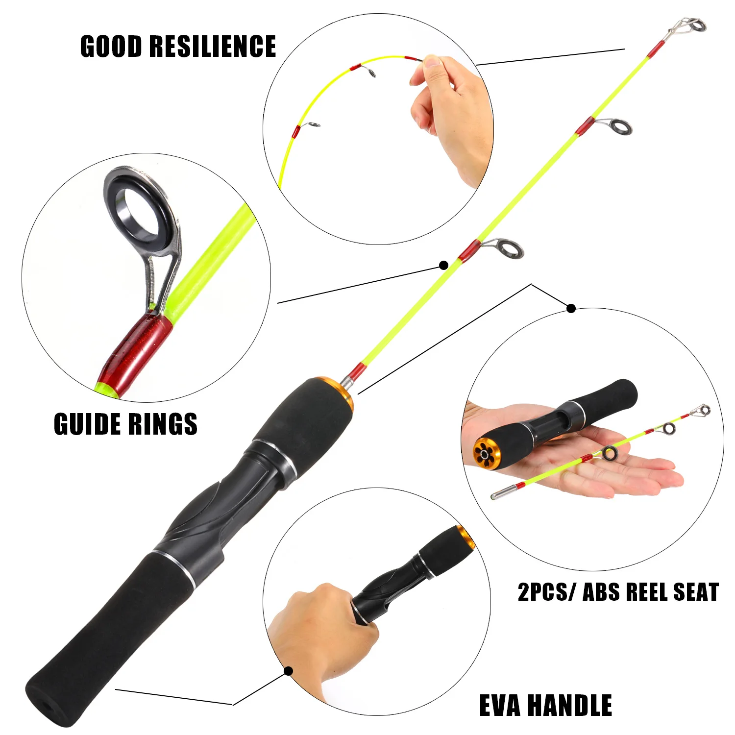 Sougayilang Ultralight Winter Ice Fishing Rod Portable Winter Ice Fishing Rod Spinning Casting Ice Winter Fishing Pole Tackle