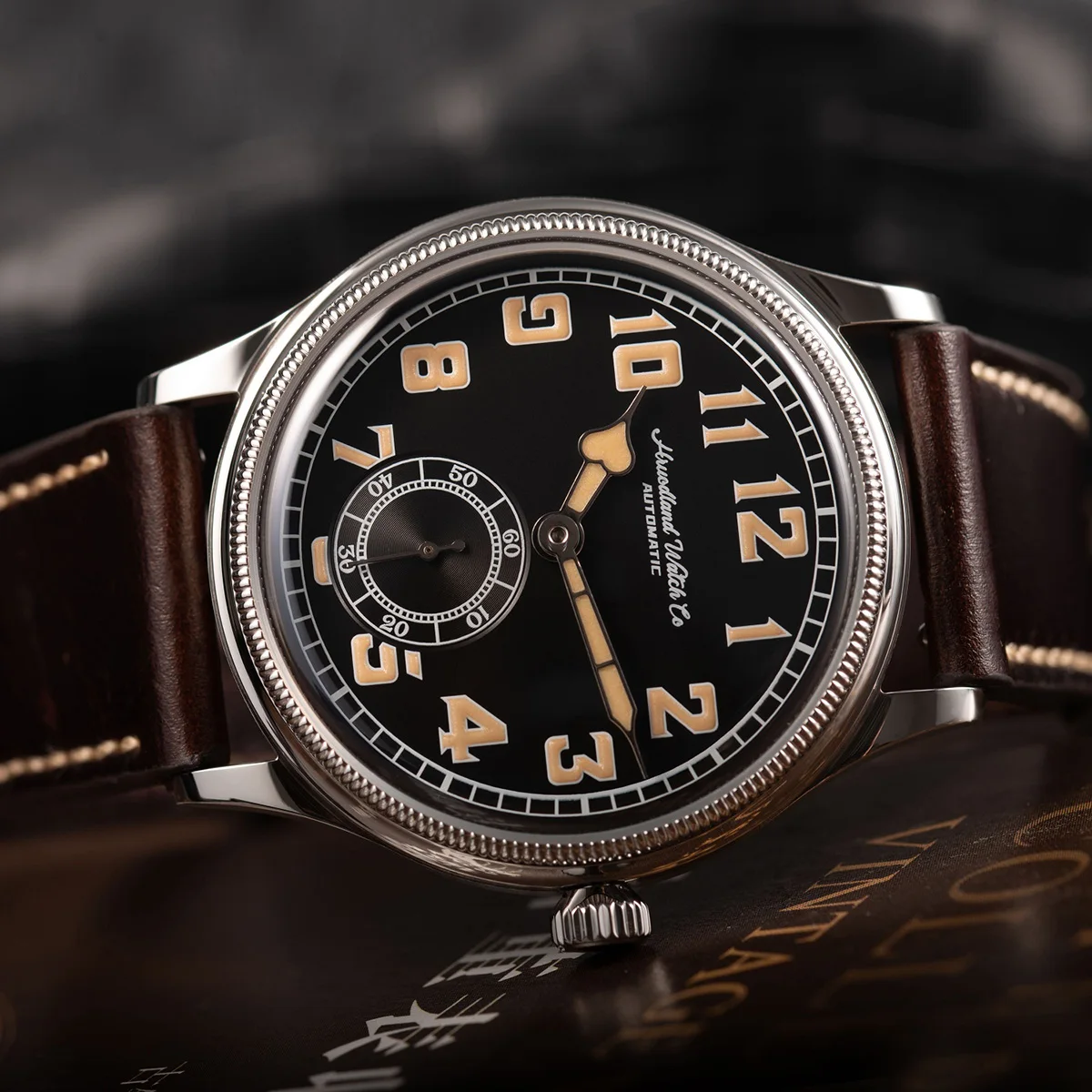 2024 nuevo Hruodland Retro clásico hombres relojes movimiento automático mecánico de cuero de acero inoxidable reloj de pulsera de buceo para hombre