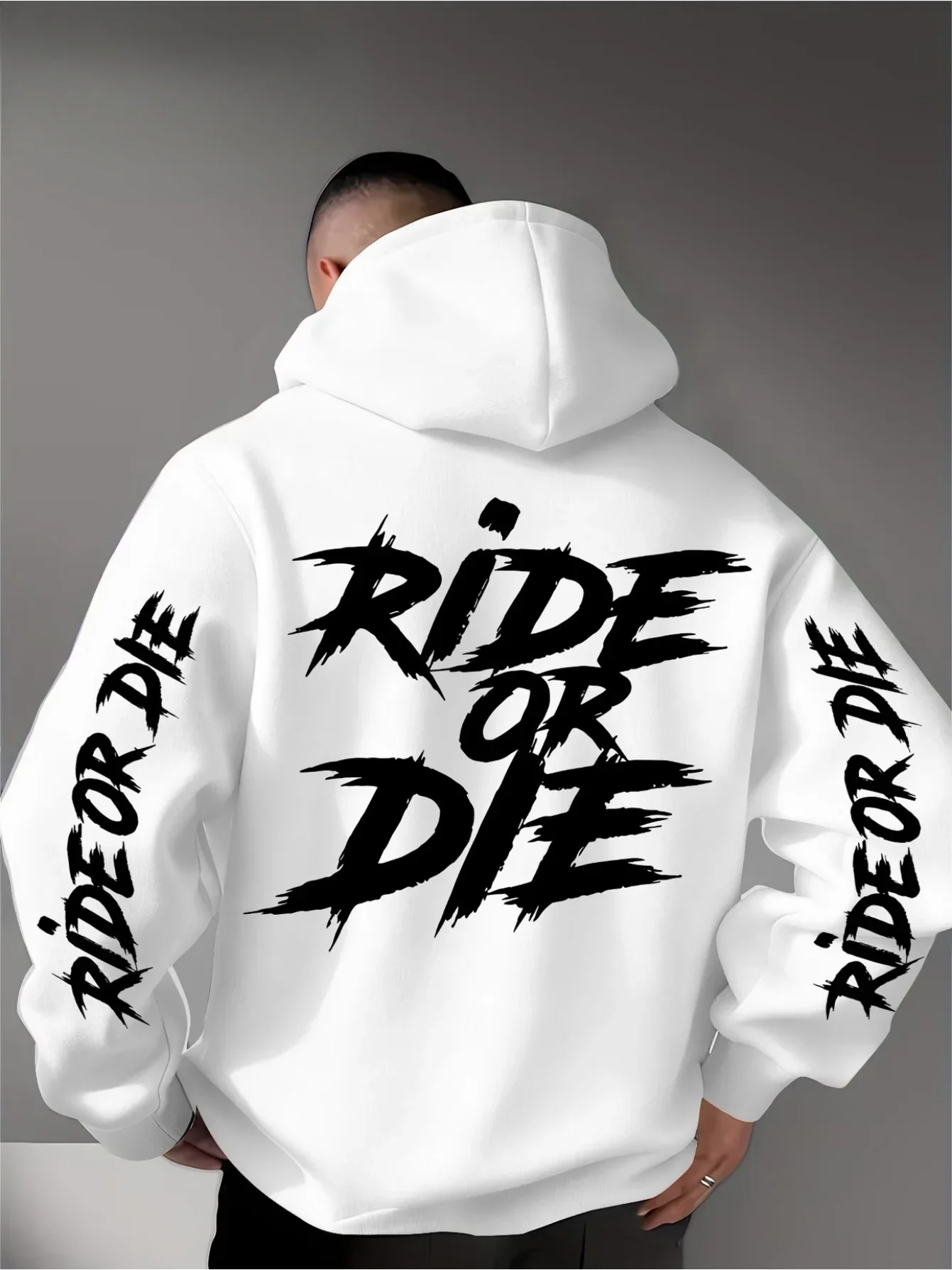 Men's Ride Or Die Graphic Hoodie Sweatshirt Oversized Streetwear Sportswear Pullover Casual Autumn Winter Hooded Top