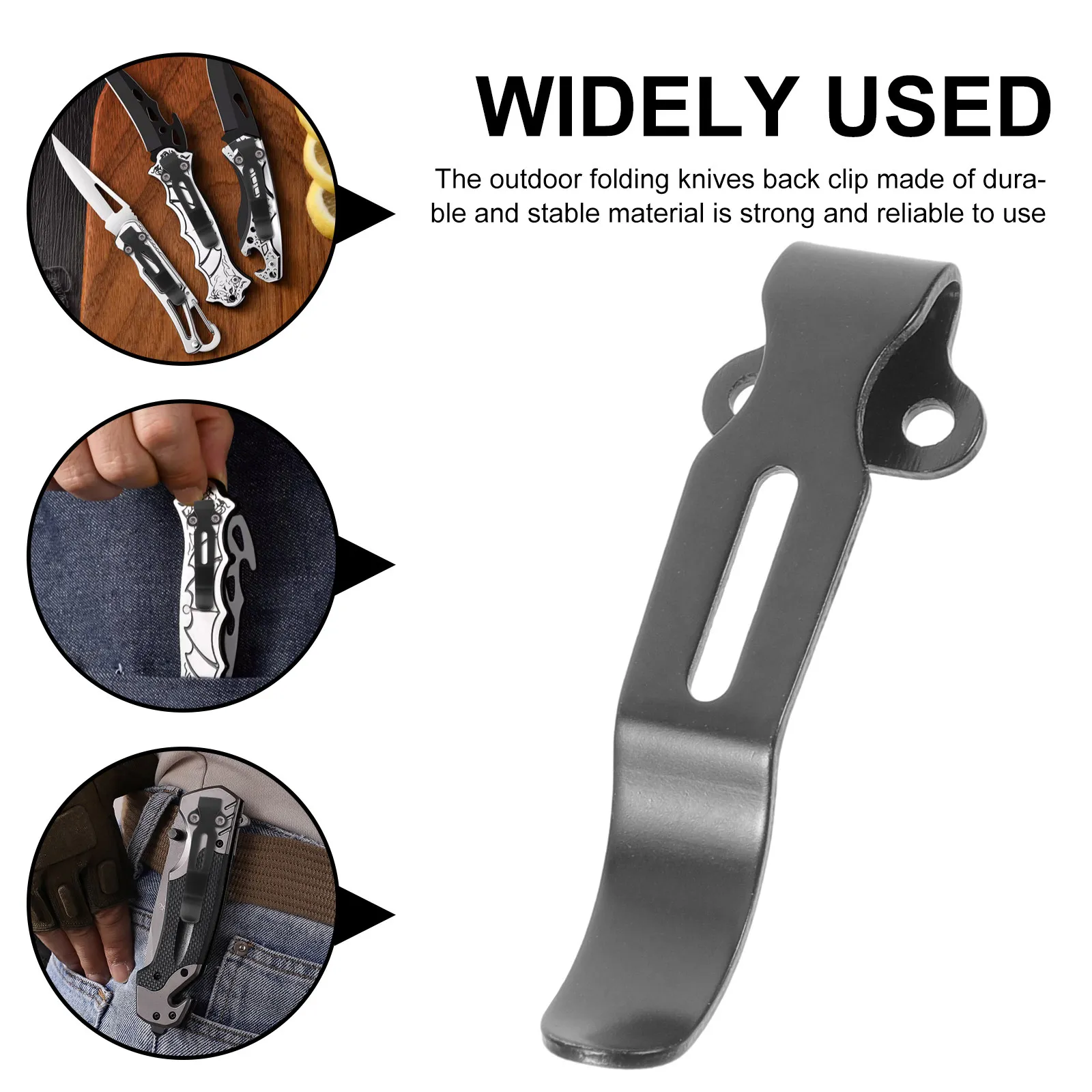 Knives Back Clip Stable Stainless Steel Compact Portable Pocket Clip Replacement for Outdoor Hiking Camping Folding Knife
