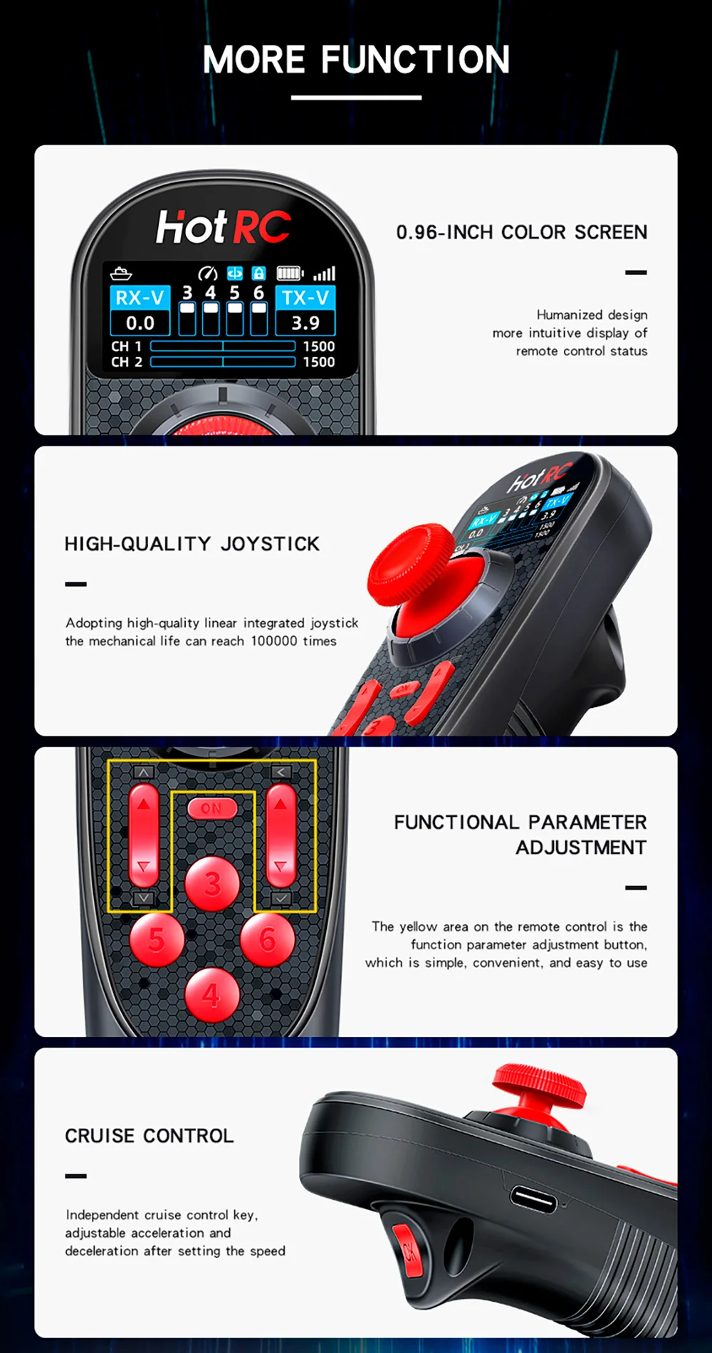 HOTRC DS650 Radiozender 6 Kanalen 300M 2.4CHZ Afstandsbediening Ingebouwde 1500mAh Met F-06A Ontvanger Voor RC Auto Boot Robot