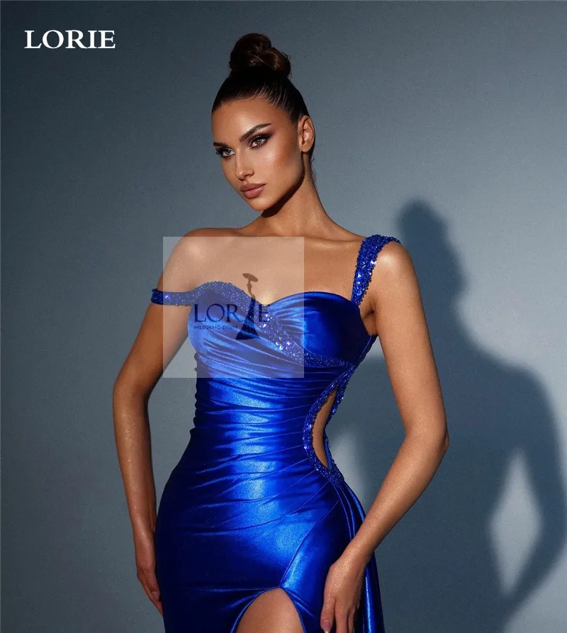 LORIE Royal Blue Mermaid Evening Dresses Sweetheart Back Beading Prom Gowns Split Mermaid Evening Party Dress 2023 Customized