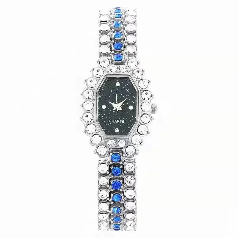 Rhinestone Tonneau Pointer Quartz Watch Ladies Luxury Starry Dial Analog Party Dress Watch, Gift For Women/Her