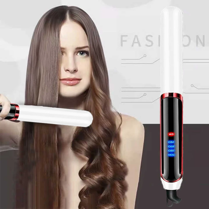 

Professional Hair Straightener Led Display 2 In 1 Hair Straightener And Curler Hair Roller Ceramic Hair Electric Flat Iron