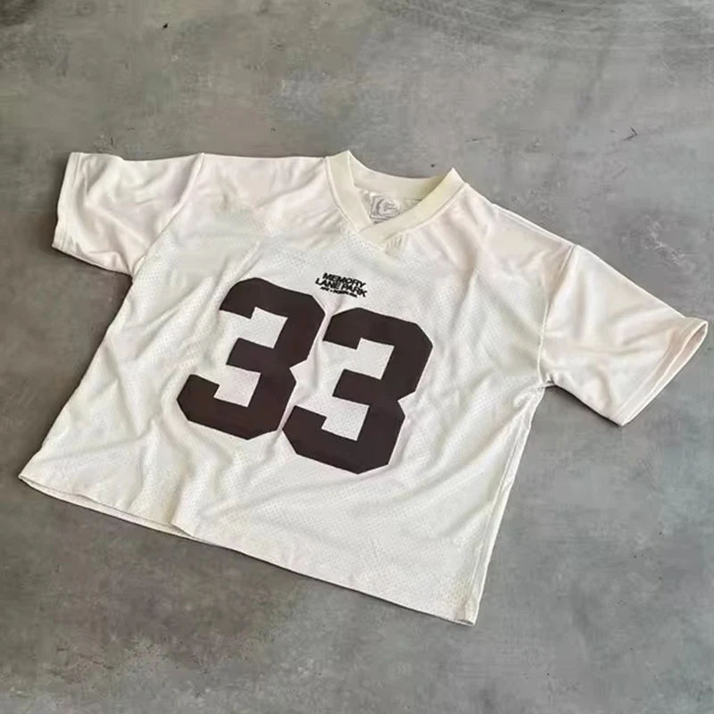 Retro Jersey Quick Dry Breathable Mesh T Shirt Men Women Street College Sports Wear Oversized Unisex Football Training Wear Y2K image 5