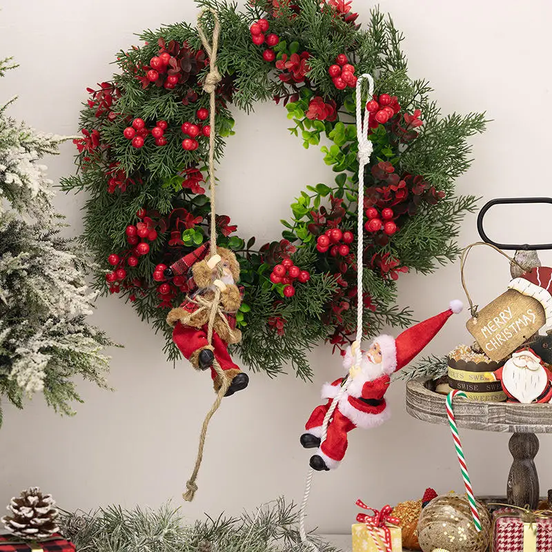 1pc decoração de natal papai noel corda de escalada pingente resina idosos boneca pingente corda de escalada pingente de idosos