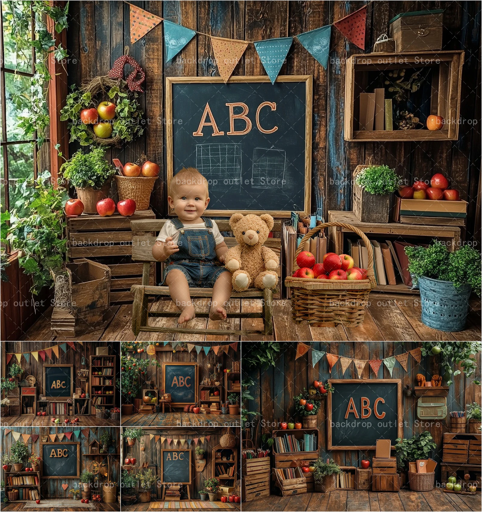 

Mehofond Back To School Photography Backdrop Kids Baby Student Bookshelf Blackboard Book Decor Party Photo Background