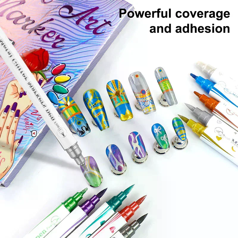 

10 шт./компл., красочная водостойкая ручка для дизайна ногтей, сделай сам, 3D художественная ручка для рисования, абстрактные линии, маникюрный инструмент, лайнер для рисования