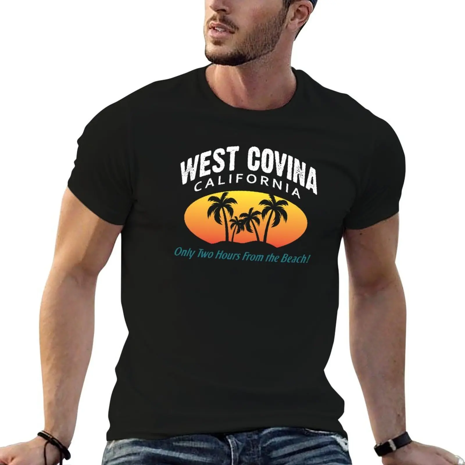 Camiseta con diseño de West Covina California Fun Crazy Girlfriend Gift Idea, camiseta de algodón para hombre, camiseta ajustada para hombre