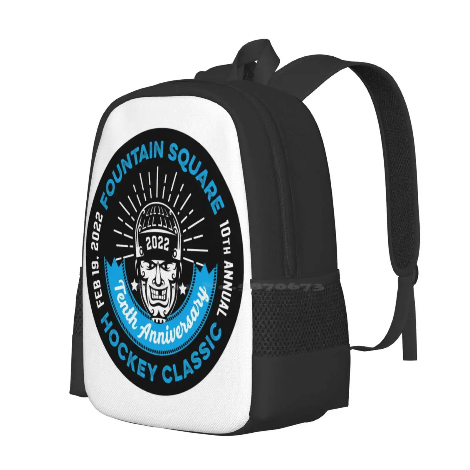 Fountain Square Hockey Classic Alternative Design Teen College Student Backpack Pattern Design Bags Hockey Ice Skate Cincinnati