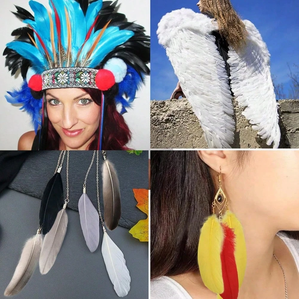 12-18cm Orange Natural Goose Feather Feathers Bulk Craft Plumes for DIY Projects Wedding Party Clothing Costume Accessories