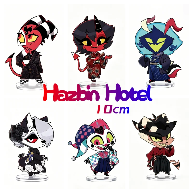 Anime 10cm Hazbin Hotel Alastor Morningstar Cosplay Stand Acrylic Cartoon Figure Standing Birthday Gift  key chain