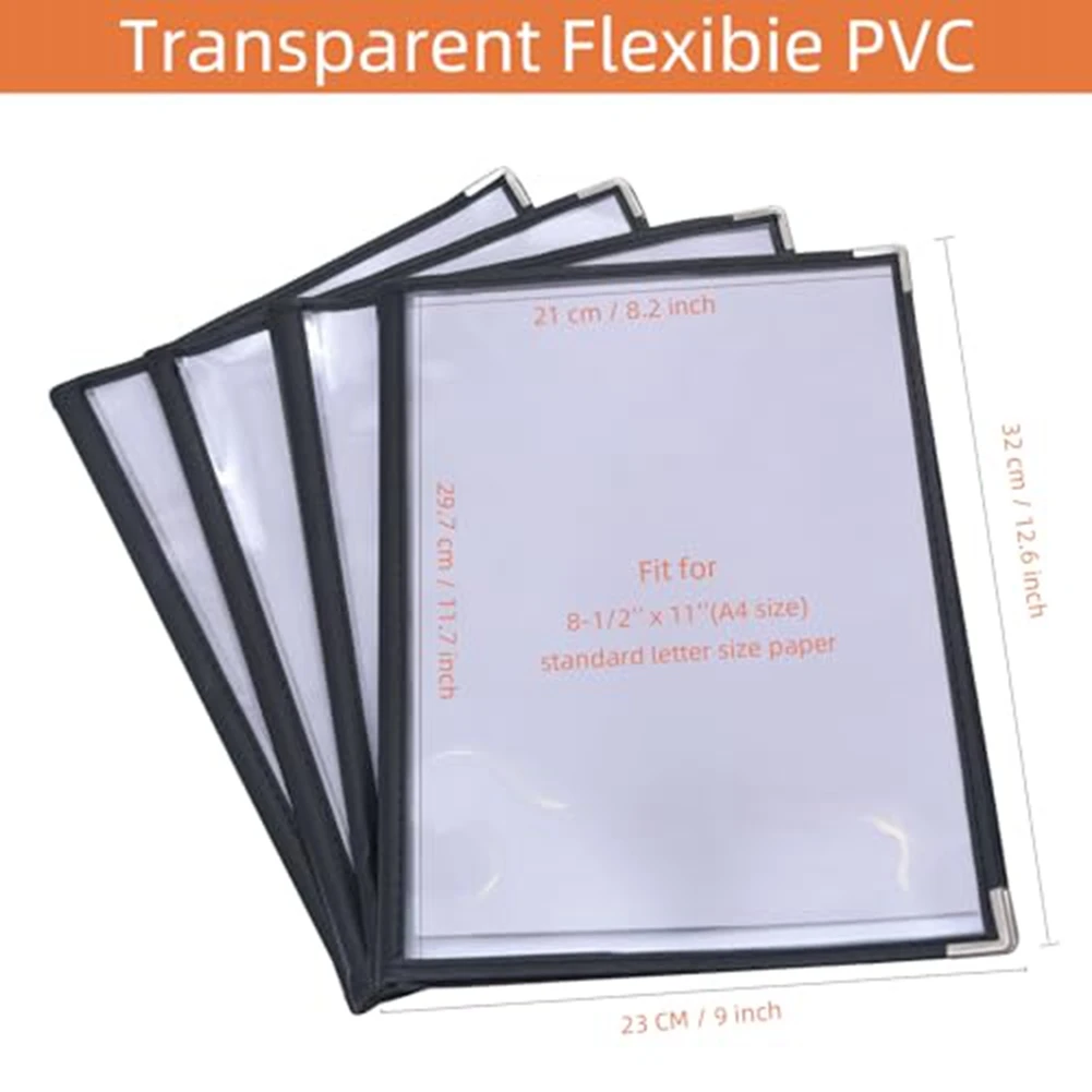

SYW-4PCS Menu Covers, Menu Covers 8.5X11inch, Menu Holder 4 Page 8 View, Restaurant Menu Covers For A4 Size Paper, Menu Book Dur