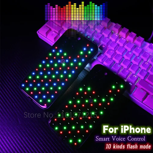 조절 가능한 버튼 LED 다채로운 휴대폰 후면 커버, 아이폰 12, 11, 13 프로 맥스, 14 플러스, 발광 통화 라이트, 플래시 업 유리 케이스