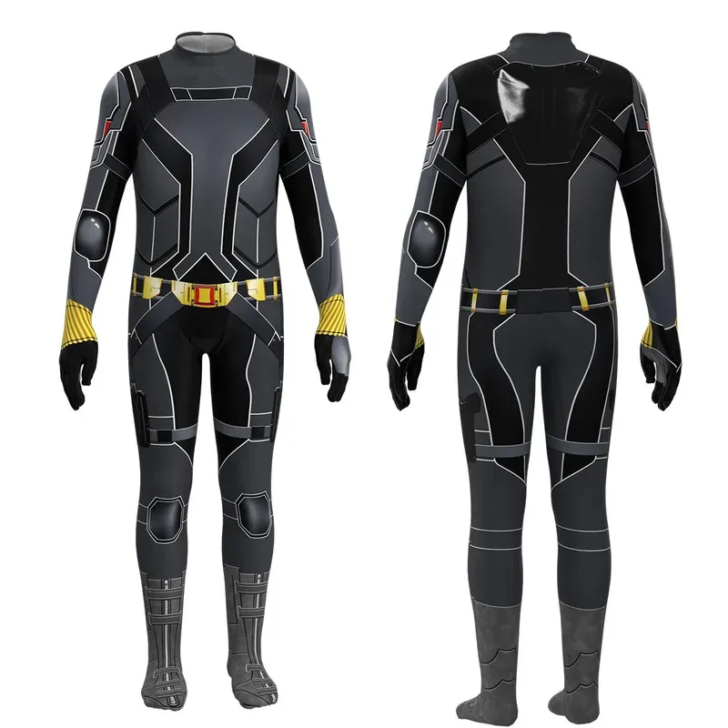 

Костюм Черной Вдовы для взрослых и детей, карнавальный костюм на Хэллоуин, черный комбинезон супергероя с 3D принтом, боди